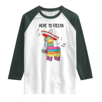 Funny Pinata Mexican Raglan Shirt Here To Fiesta - Wonder Print Shop