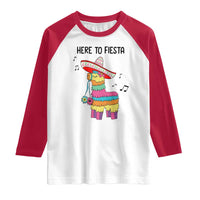 Funny Pinata Mexican Raglan Shirt Here To Fiesta - Wonder Print Shop