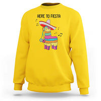Funny Pinata Mexican Sweatshirt Here To Fiesta - Wonder Print Shop