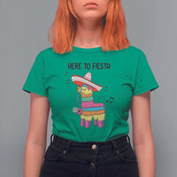 Funny Pinata Mexican T Shirt For Women Here To Fiesta - Wonder Print Shop
