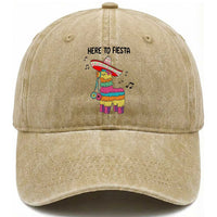 Funny Pinata Mexican Washed Cotton Baseball Cap Here To Fiesta