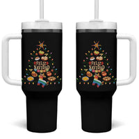Feliz Navidad Tumbler With Handle Mexican Christmas Tree Fiesta - Wonder Print Shop