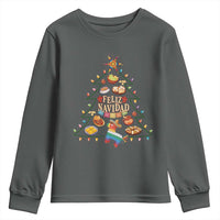 Feliz Navidad Youth Sweatshirt Mexican Christmas Tree Fiesta - Wonder Print Shop