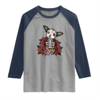 Calavera Chihuahua Raglan Shirt Pinata Dia De Los Muertos Mexican - Wonder Print Shop