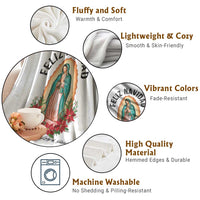 Virgin Mary Feliz Navidad Throw Blanket Our Lady Virgen De Guadalupe - Wonder Print Shop