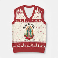 Virgin Mary Feliz Navidad V-Neck Knit Sweater Vest Our Lady Virgen De Guadalupe - Wonder Print Shop