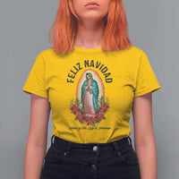 Virgin Mary Feliz Navidad T Shirt For Women Our Lady Virgen De Guadalupe - Wonder Print Shop