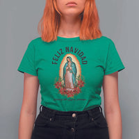 Virgin Mary Feliz Navidad T Shirt For Women Our Lady Virgen De Guadalupe - Wonder Print Shop