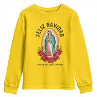 Virgin Mary Feliz Navidad Youth Sweatshirt Our Lady Virgen De Guadalupe - Wonder Print Shop