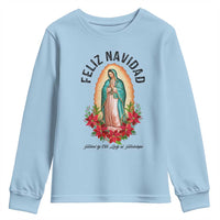 Virgin Mary Feliz Navidad Youth Sweatshirt Our Lady Virgen De Guadalupe - Wonder Print Shop
