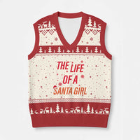The Life Of A Santa Girl V-Neck Knit Sweater Vest Funny Xmas - Wonder Print Shop