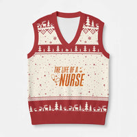 Funny Nurse Xmas V-Neck Knit Sweater Vest The Life Of A Nurse - Wonder Print Shop