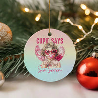 67 Valetines Ceramic Ornament Funny Cupid Says Six Seven - Wonder Print Shop