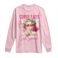 67 Valetines Long Sleeve Shirt Funny Cupid Says Six Seven - Wonder Print Shop