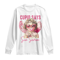 67 Valetines Long Sleeve Shirt Funny Cupid Says Six Seven - Wonder Print Shop