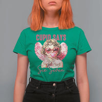 67 Valetines T Shirt For Women Funny Cupid Says Six Seven - Wonder Print Shop