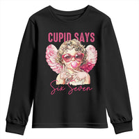 67 Valetines Youth Sweatshirt Funny Cupid Says Six Seven - Wonder Print Shop