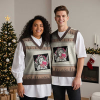 Funny 67 Valentines V-Neck Knit Sweater Vest Cupid Playing Cards Six Seven - Wonder Print Shop