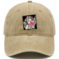 Funny 67 Valentines Washed Cotton Baseball Cap Cupid Playing Cards Six Seven
