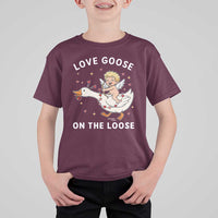 Funny Valentine Goose T Shirt For Kid Love Goose On The Loose - Wonder Print Shop