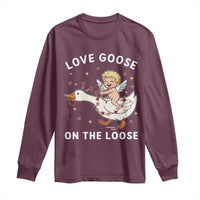 Funny Valentine Goose Long Sleeve Shirt Love Goose On The Loose - Wonder Print Shop