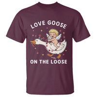 Funny Valentine Goose T Shirt Love Goose On The Loose - Wonder Print Shop