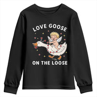 Funny Valentine Goose Youth Sweatshirt Love Goose On The Loose - Wonder Print Shop