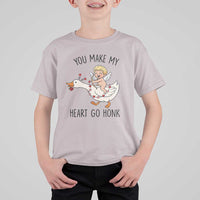 Funny Valentine Goose T Shirt For Kid You Make My Heart Go Honk - Wonder Print Shop
