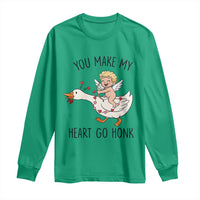 Funny Valentine Goose Long Sleeve Shirt You Make My Heart Go Honk - Wonder Print Shop