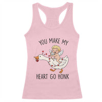 Funny Valentine Goose Racerback Tank Top You Make My Heart Go Honk - Wonder Print Shop
