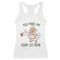 Funny Valentine Goose Racerback Tank Top You Make My Heart Go Honk - Wonder Print Shop