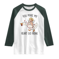 Funny Valentine Goose Raglan Shirt You Make My Heart Go Honk - Wonder Print Shop