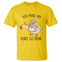 Funny Valentine Goose T Shirt You Make My Heart Go Honk - Wonder Print Shop