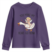 Funny Valentine Goose Youth Sweatshirt You Make My Heart Go Honk - Wonder Print Shop