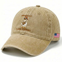 Funny Goose Football Meme Washed Cotton Baseball Cap Apparently I Like Football