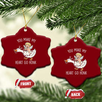 You Make My Heart Go Honk Ceramic Ornament Funny Valentine Goose - Wonder Print Shop
