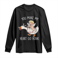 You Make My Heart Go Honk Long Sleeve Shirt Funny Valentine Goose - Wonder Print Shop
