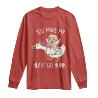 You Make My Heart Go Honk Long Sleeve Shirt Funny Valentine Goose - Wonder Print Shop