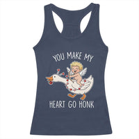 You Make My Heart Go Honk Racerback Tank Top Funny Valentine Goose - Wonder Print Shop