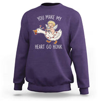 You Make My Heart Go Honk Sweatshirt Funny Valentine Goose - Wonder Print Shop