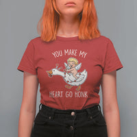 You Make My Heart Go Honk T Shirt For Women Funny Valentine Goose - Wonder Print Shop