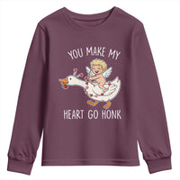 You Make My Heart Go Honk Youth Sweatshirt Funny Valentine Goose - Wonder Print Shop