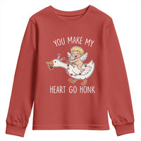 You Make My Heart Go Honk Youth Sweatshirt Funny Valentine Goose - Wonder Print Shop