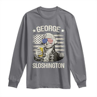 George Sloshington Washington Long Sleeve Shirt 4th of July America Flag Beer