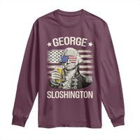 George Sloshington Washington Long Sleeve Shirt 4th of July America Flag Beer