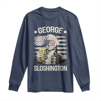 George Sloshington Washington Long Sleeve Shirt 4th of July America Flag Beer