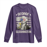 George Sloshington Washington Long Sleeve Shirt 4th of July America Flag Beer