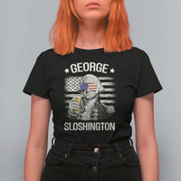 George Sloshington Washington T Shirt For Women 4th of July America Flag Beer