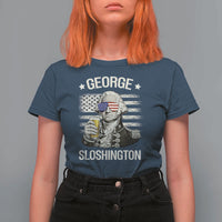 George Sloshington Washington T Shirt For Women 4th of July America Flag Beer