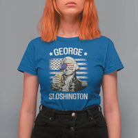 George Sloshington Washington T Shirt For Women 4th of July America Flag Beer